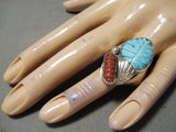 Fabulous Vintage Zuni Turquoise Sterling Silver Ring Native American Old-Nativo Arts