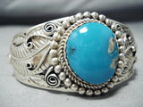 Fannie Platero Native American Navajo Turquoise Mountain Turquoise Sterling Silver Bracelet-Nativo Arts