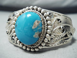 Fannie Platero Native American Navajo Turquoise Mountain Turquoise Sterling Silver Bracelet-Nativo Arts