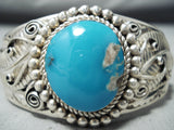 Fannie Platero Native American Navajo Turquoise Mountain Turquoise Sterling Silver Bracelet-Nativo Arts