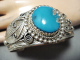 Fannie Platero Native American Navajo Turquoise Mountain Turquoise Sterling Silver Bracelet-Nativo Arts