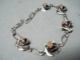 Fantastic Navajo Coral Sterling Silver Bracelet Native American-Nativo Arts