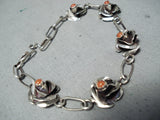 Fantastic Navajo Coral Sterling Silver Bracelet Native American-Nativo Arts
