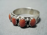 Fantastic Signed Native American Navajo Corals Sterling Silver Ring-Nativo Arts