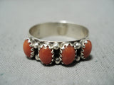Fantastic Signed Native American Navajo Corals Sterling Silver Ring-Nativo Arts