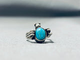 Fantastic Vintage Native American Navajo Blue Gem Turquoise Sterling Silver Spider Ring-Nativo Arts