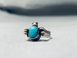 Fantastic Vintage Native American Navajo Blue Gem Turquoise Sterling Silver Spider Ring-Nativo Arts