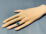 Fantastic Vintage Native American Navajo Blue Gem Turquoise Sterling Silver Spider Ring-Nativo Arts