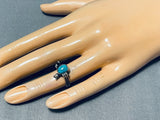 Fantastic Vintage Native American Navajo Blue Gem Turquoise Sterling Silver Spider Ring-Nativo Arts