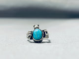 Fantastic Vintage Native American Navajo Blue Gem Turquoise Sterling Silver Spider Ring-Nativo Arts