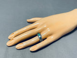 Fantastic Vintage Native American Navajo Green Turquoise Sterling Silver Ring-Nativo Arts