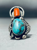 Fantastic Vintage Native American Navajo Kingman Turquoise Sterling Silver Ring-Nativo Arts