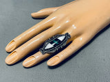 Fantastic Vintage Native American Navajo Turquoise & Mother Of Pearl Sterling Silver Ring-Nativo Arts