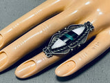 Fantastic Vintage Native American Navajo Turquoise & Mother Of Pearl Sterling Silver Ring-Nativo Arts