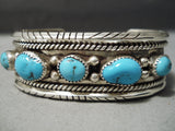 Fantastic Vintage Navajo 5 Morenci Turquoise Sterling Silver Bracelet Native American-Nativo Arts