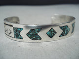 Fantastic Vintage Navajo Turquoise Sterling Silver Bracelet Native American Old-Nativo Arts