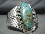 Fascinating Native American Navajo Pilot Mountain Turquoise Sterling Silver Braclet-Nativo Arts