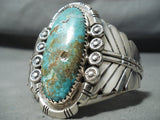 Fascinating Native American Navajo Pilot Mountain Turquoise Sterling Silver Braclet-Nativo Arts