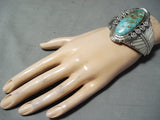 Fascinating Native American Navajo Pilot Mountain Turquoise Sterling Silver Braclet-Nativo Arts