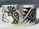 Fascinating Native American Zuni Timmy Edaakie Sterling Silver Kokopelli Large Bracelet-Nativo Arts