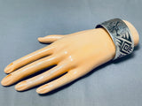 Fascinating Native American Zuni Timmy Edaakie Sterling Silver Kokopelli Large Bracelet-Nativo Arts