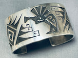 Fascinating Native American Zuni Timmy Edaakie Sterling Silver Kokopelli Large Bracelet-Nativo Arts