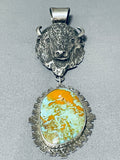 Fascinating San Felipe #8 Turquoise Mine Sterling Silver Pendant Signed-Nativo Arts