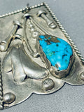 Fascinating Vintage Native American Navajo Kingman Turquoise Sterling Silver Large Pendant-Nativo Arts