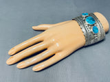 Fascinating Vintage Native American Navajo Morenci Turquoise Sterling Silver Bracelet Signed-Nativo Arts