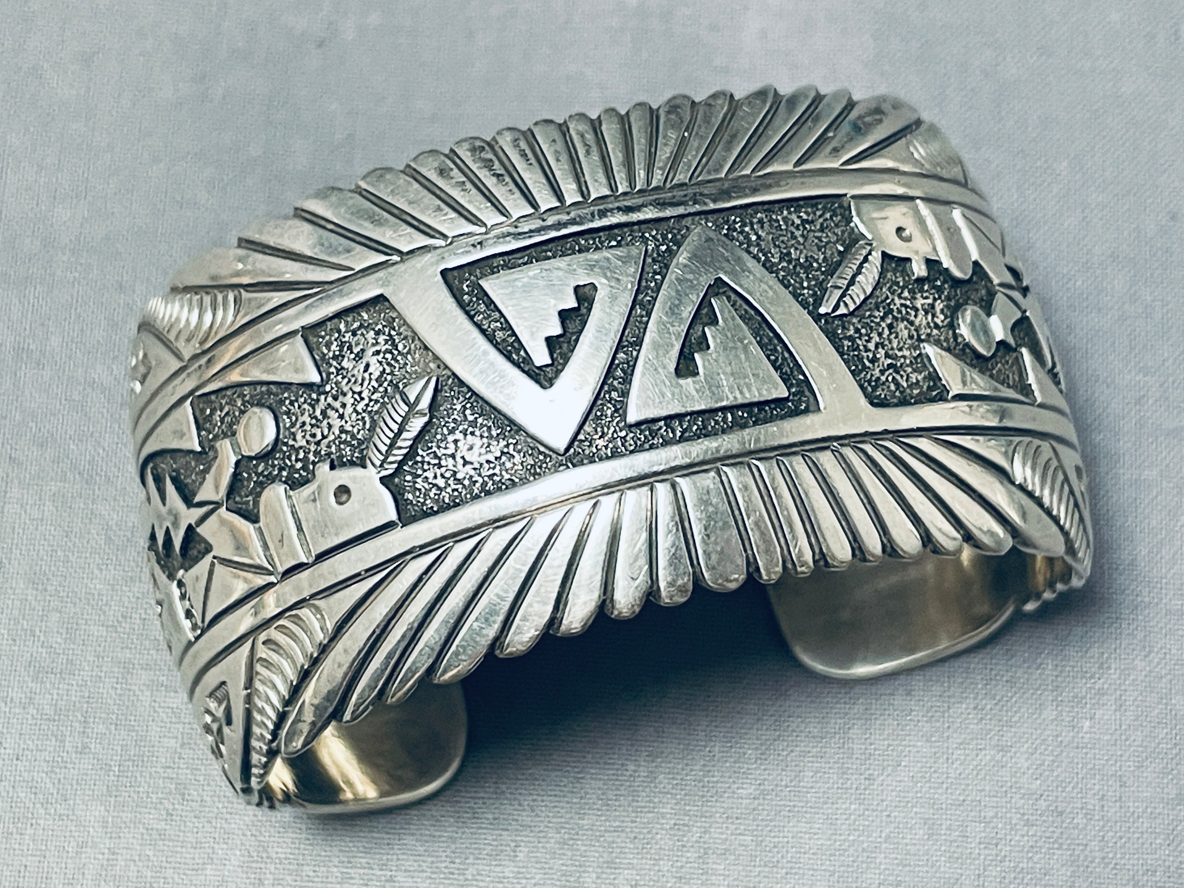 Fascinating Vintage Native American Navajo Signed Sterling Silver