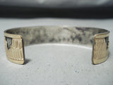 Fascinating Vintage Native American Navajo Sterling Silver & Gold Storyteller Bracelet Old-Nativo Arts