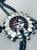 Fascinating Vintage Native American Zuni Turquoise Sterling Silver Bolo-Nativo Arts