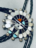 Fascinating Vintage Native American Zuni Turquoise Sterling Silver Bolo-Nativo Arts