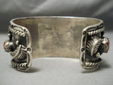 Floral Galore Vintage Native American Navajo Turquoise Leaf Sterling Silver Bracelet Old-Nativo Arts