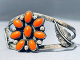 Flower Coral Vintage Native American Navajo Sterling Silver Leaf Bracelet-Nativo Arts