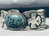 Freddy Peters Spiderweb Turquoise Sterling Silver Bracelet Signed-Nativo Arts