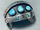 Gib Gene Vintage Native American Navajo Turquoise Coral Sterling Silver Bracelet-Nativo Arts