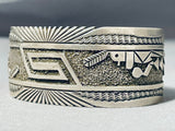 Gib Montana Vintage Native American Navajo Hand Tooled Sterling Silver Geomtric Bracelet-Nativo Arts