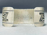 Gib Montana Vintage Native American Navajo Hand Tooled Sterling Silver Geomtric Bracelet-Nativo Arts