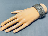 Gib Montana Vintage Native American Navajo Hand Tooled Sterling Silver Geomtric Bracelet-Nativo Arts
