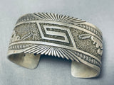 Gib Montana Vintage Native American Navajo Hand Tooled Sterling Silver Geomtric Bracelet-Nativo Arts