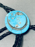 Gorgeous Vintage Native American Navajo Blue Gem Turquoise Sterling Silver Bolo-Nativo Arts
