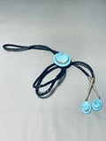 Gorgeous Vintage Native American Navajo Blue Gem Turquoise Sterling Silver Bolo-Nativo Arts