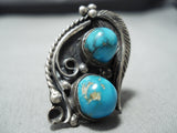 Gorgeous Vintage Native American Navajo Turquoise Sterling Silver Ring-Nativo Arts