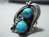 Gorgeous Vintage Native American Navajo Turquoise Sterling Silver Ring-Nativo Arts