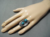 Gorgeous Vintage Native American Navajo Turquoise Sterling Silver Ring-Nativo Arts