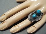 Gorgeous Vintage Native American Navajo Turquoise Sterling Silver Ring-Nativo Arts