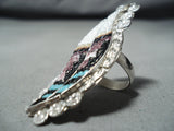Gorgeous Zuni Native American Turquoise Inlay Sterling Silver Ring-Nativo Arts