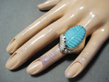 Gorgeous Zuni Turquoise Sterling Silver Ring Native American-Nativo Arts