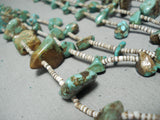 Grand Vintage Native American Navajo Blue And Green Turquoise Heishi Necklace-Nativo Arts